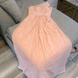 Bridesmaids Dress- Size 12- Color is Blush- Floor Length, Off The Shoulder